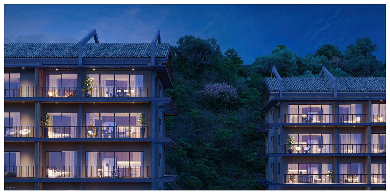 Buildings at dusk